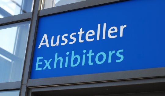 Rectangular blue aussteller exhibitors sign